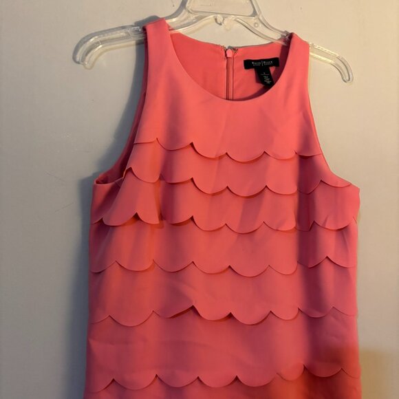 White House Black Market Womens Pink Scallop Tiered Sleeveless Dress Size 6 - Picture 4 of 5